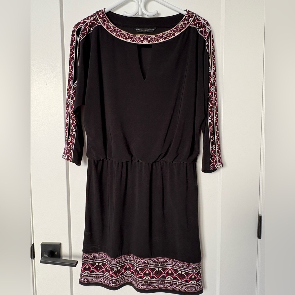 Elegant Black Dress with Red Accents